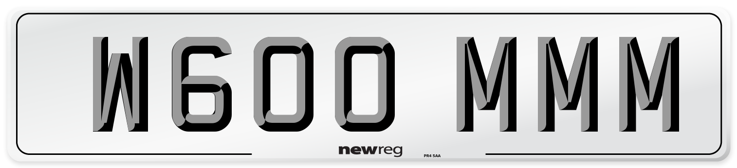 W600 MMM Number Plate from New Reg